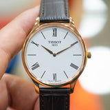 Tissot Tradition 5.5 White Dial Brown Leather Strap Watch for Men - T063.409.36.018.00