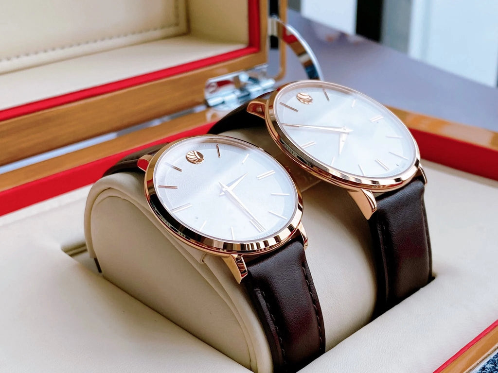 Movado Ultra Slim Silver Dial Brown Leather Strap Watch For Women - 0607093