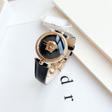 Versace Palazzo Empire Black Dial Black Leather Strap Watch for Women - VCO020017