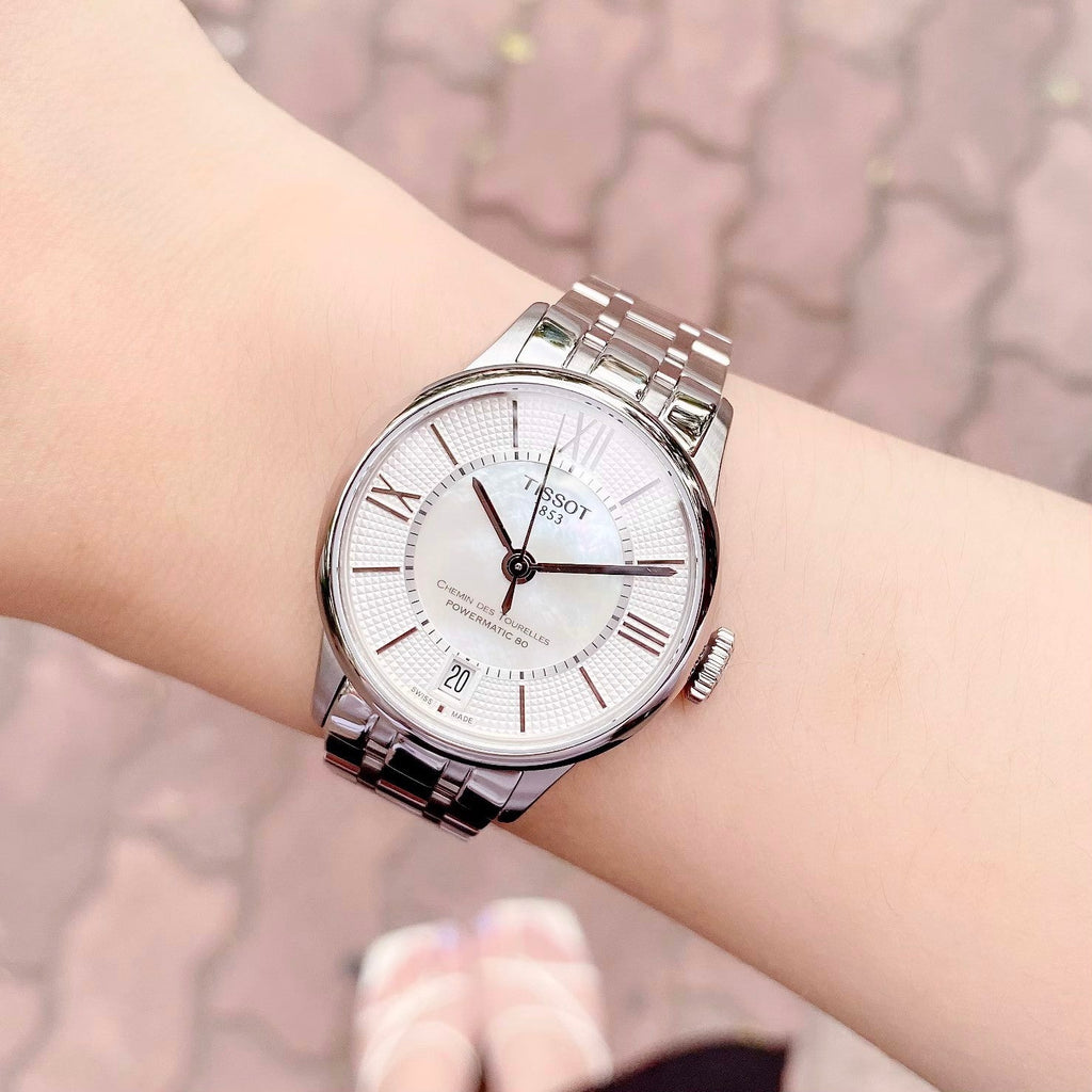 Tissot Chemin Des Tourelles Powermatic 80 Lady Silver Dial Silver Steel Strap Watch For Women - T099.207.11.118.00