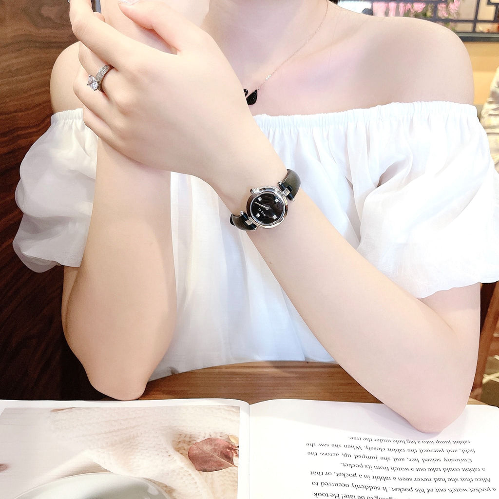 Gucci Diamantissima Quartz Diamonds Black Dial Black Leather Strap Watch for Women - YA141506