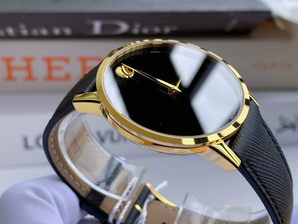 Movado 0607195 Museum Classic Quartz Men's Watch – Black Dial & Black Leather Strap