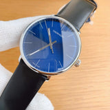 Calvin Klein High Noon Quartz Blue Dial Black Leather Strap Watch for Men - K8M211CN
