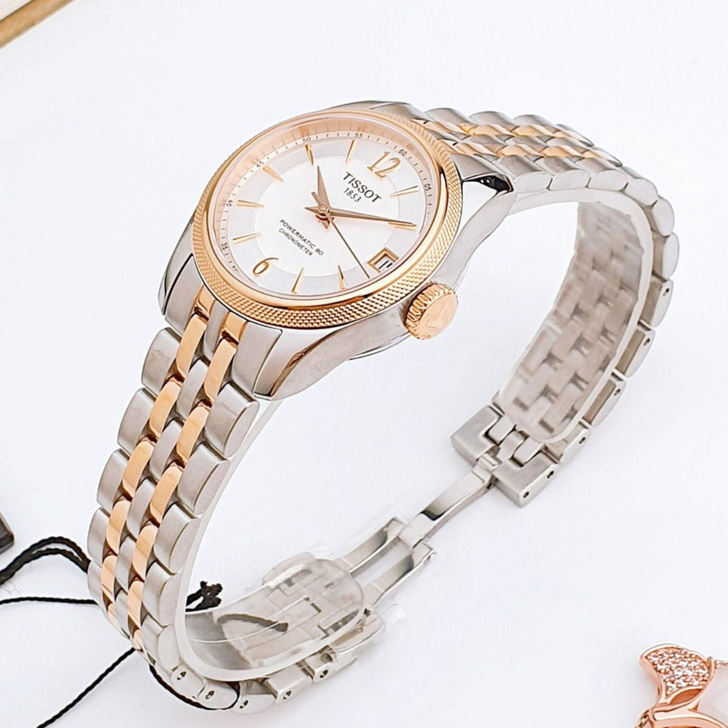 Tissot Ballade Powermatic 80 Cosc Mother of Pearl Dial Two Tone Steel Strap Watch For Women - T108.208.22.117.01