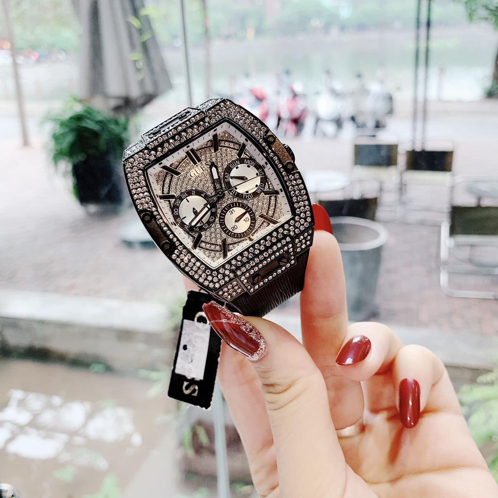 Guess Phoenix Multifunction Silver Dial Black Silicone Strap Watch For Men - GW0048G1