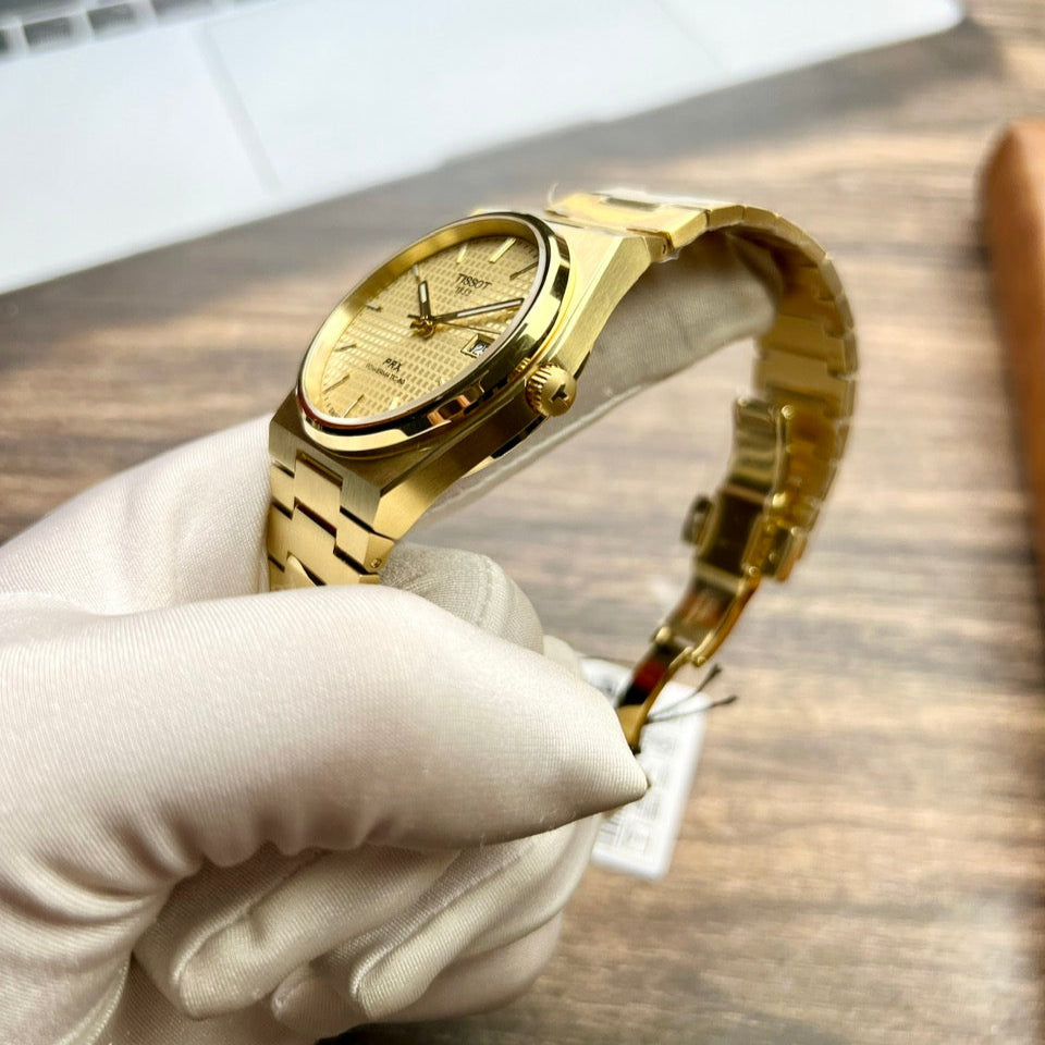 Tissot T137.207.33.021.00 PRX Powermatic 80 Men's Watch – Gold Dial & Gold Steel Strap