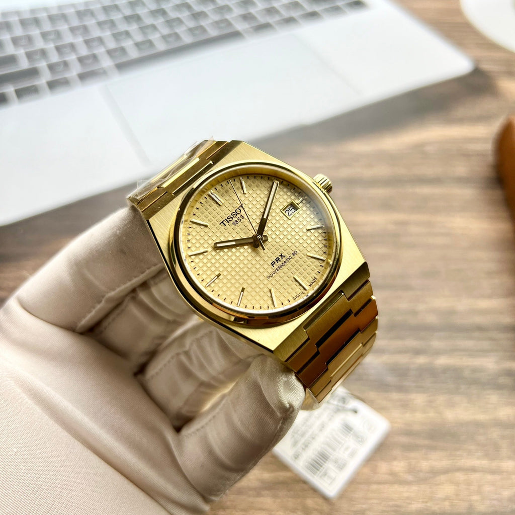 Tissot T137.407.33.021.00 PRX Powermatic 80 Men's Watch – Gold Dial & Gold Steel Strap