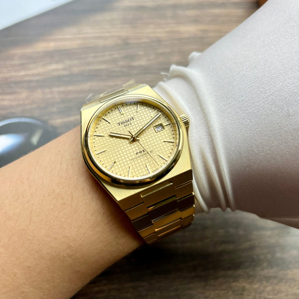Tissot T137.407.33.021.00 PRX Powermatic 80 Men's Watch – Gold Dial & Gold Steel Strap