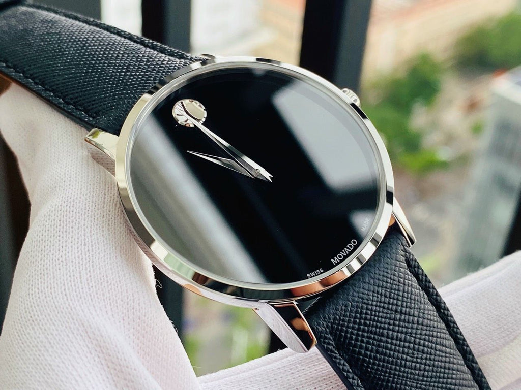 Movado 0607194 Museum Classic Men's Watch – Black Dial & Black Leather Strap