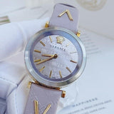 Versace V-Twist Quartz Purple Dial Purple Leather Strap Watch for Women - VELS00219