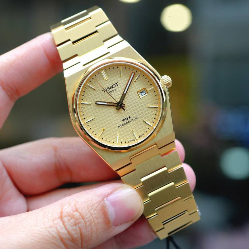 Tissot T137.407.33.021.00 PRX Powermatic 80 Men's Watch – Gold Dial & Gold Steel Strap