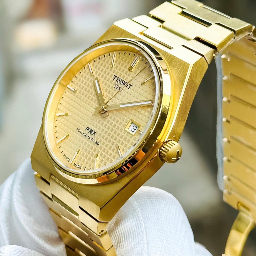 Tissot T137.407.33.021.00 PRX Powermatic 80 Men's Watch – Gold Dial & Gold Steel Strap