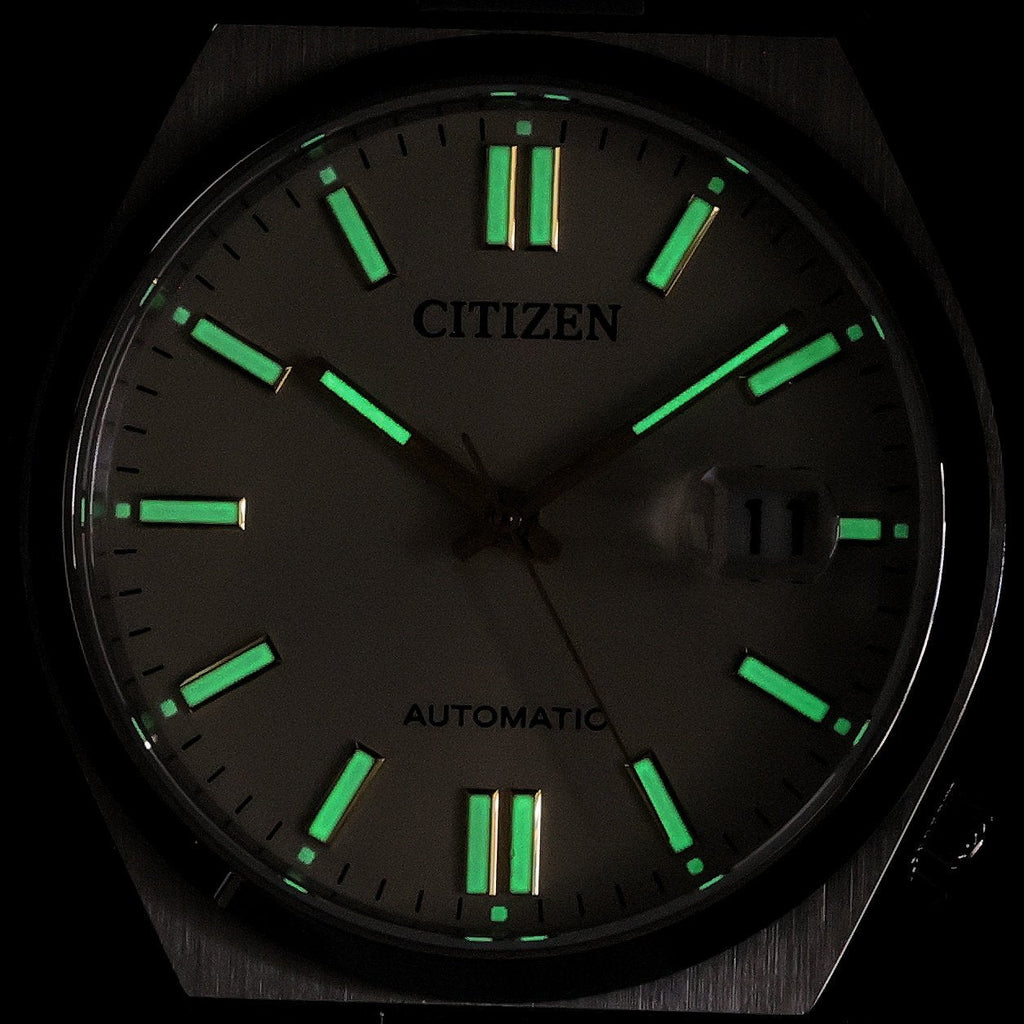 Citizen Tsuyosa NJ0151-88W Men's Automatic Watch – Oatmeal White Dial with Silver Steel Strap