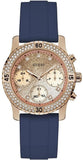 Guess W1098L6 Confetti Diamonds Women's Watch – Gold Dial & Blue Rubber Strap