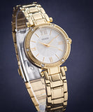 Guess Park Ave South Analog White Dial Gold Steel Strap Watch For Women - W0767L2