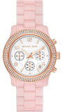Michael Kors MK7424 Runway Chronograph Quartz Women's Watch – White Dial & Pink Steel Strap
