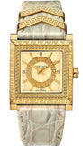Versace VQF030015 DV-25 Quartz Women's Watch – Gold Dial & Off-White Leather Strap