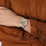 Guess GW0257L1 Moonlight Crystals Women’s Watch – Silver Dial & Black Silicone Strap