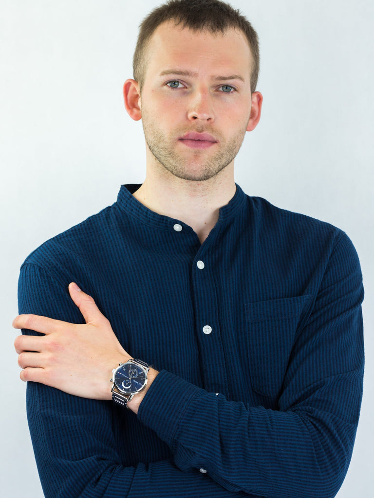 Tommy Hilfiger Kane Blue Dial Silver Steel Strap Watch for Men - 1710401