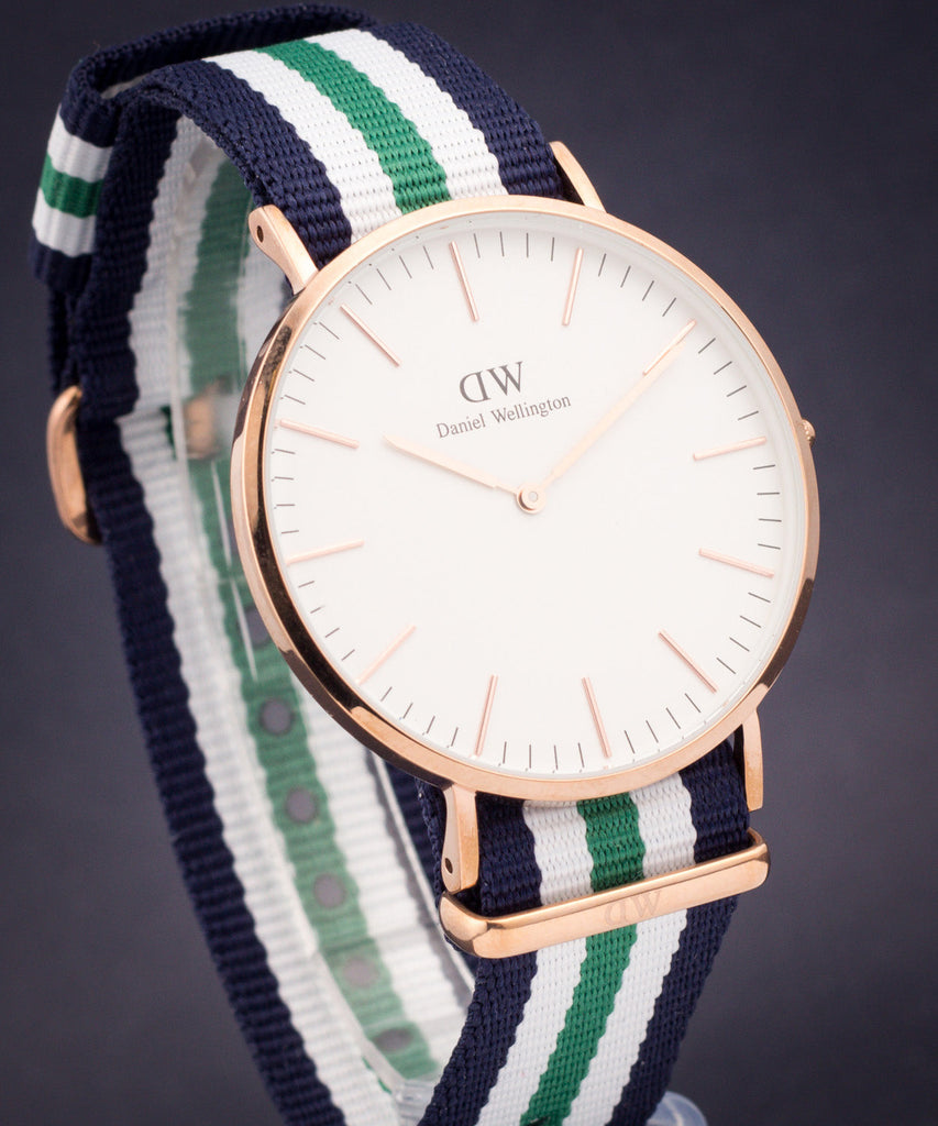 Daniel Wellington Classic Nottingham White Dial Two Tone NATO Strap Watch For Men - 0108DW