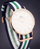 Daniel Wellington Classic Nottingham White Dial Two Tone NATO Strap Watch For Men - 0108DW