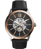 Fossil BQ2216 Flynn Mechanical Men's Watch – Black Dial & Black Leather Strap
