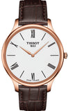 Tissot T063.409.36.018.00 Tradition 5.5 Men's Watch – White Dial & Brown Leather Strap