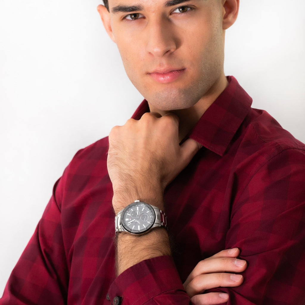 Tommy Hilfiger Austin Black Dial Silver Steel Strap Watch for Men - 1791639