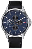 Tommy Hilfiger 1791616 Shawn Multifunction Quartz Men's Watch – Blue Dial & Black Leather Strap