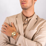 Armani Exchange Cayde AX2707 Men's Analog Watch – Gold Dial with Coordinated Gold Stainless Steel Strap