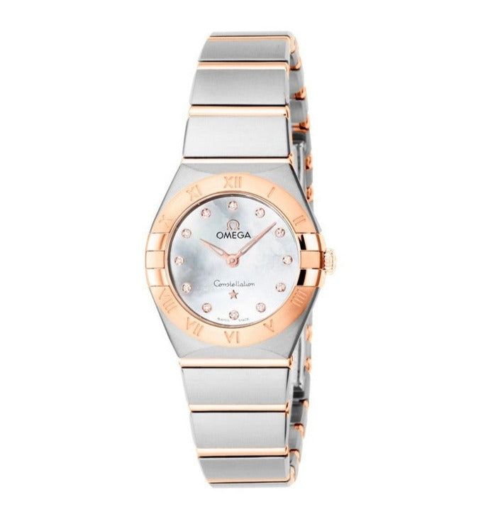 Omega Constellation Manhattan Quartz Diamonds Mother of Pearl Dial Two Tone Steel Strap Watch for Women - 131.20.25.60.55.001