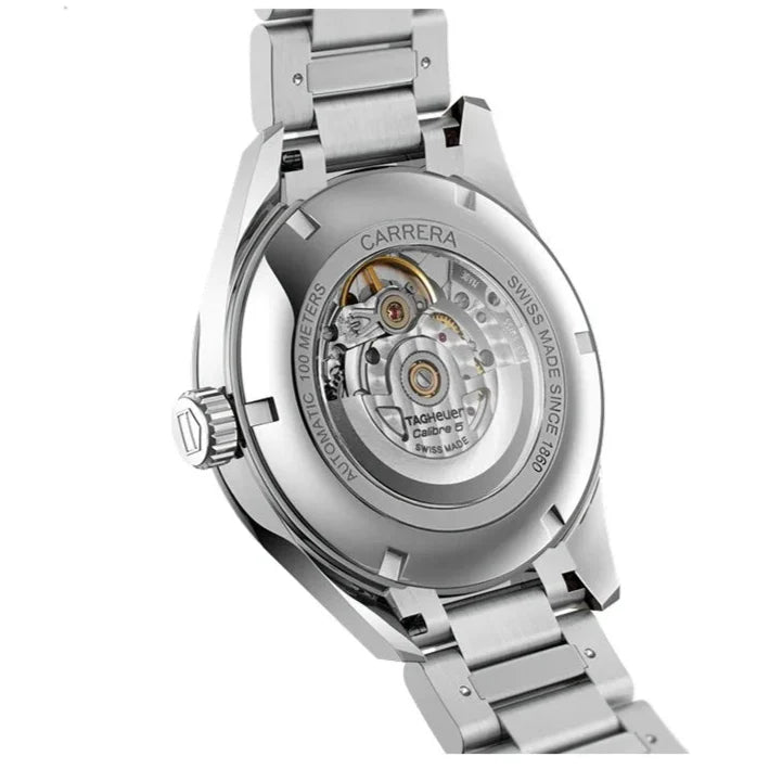 Tag Heuer Carrera Calibre 5 White Dial Silver Steel Strap Watch for Men - WAR201D.BA0723