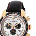 Versace V-Ray Chronograph White Dial Black Leather Strap Watch for Men - VDB040014