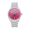 Tag Heuer Carrera Date Automatic 18K Pink Dial Silver Steel Strap Watch for Women - WBN2313.BA0001