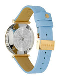 Versace V-Twist Blue Dial Blue Leather Strap Watch for Women - VELS00319
