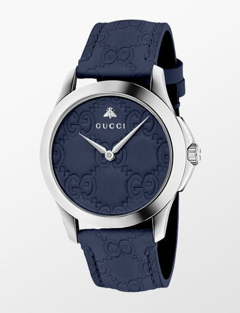 Gucci G Timeless Quartz Blue Dial Blue Leather Strap Watch For Men - YA1264032
