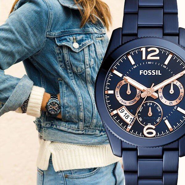Fossil Riley Quartz Blue Dial Blue Steel Strap Watch for Women - ES4294