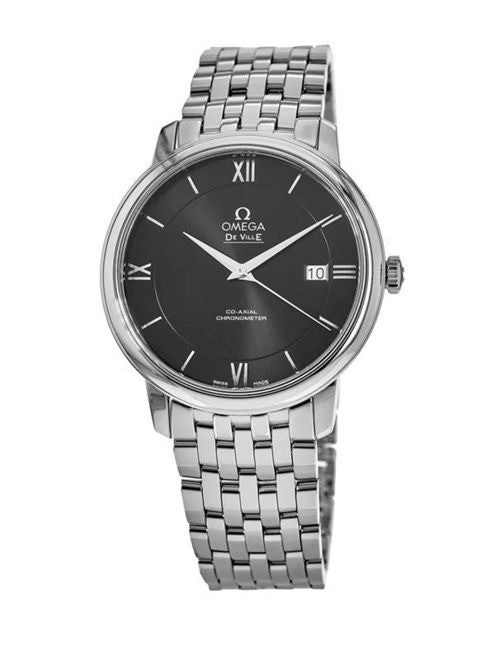 Omega De Ville Prestige Co-Axial Black Dial Silver Steel Strap Watch for Men - 424.10.40.20.01.001