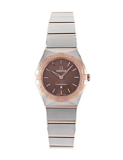 Omega Constellation Quartz Brown Dial Silver Steel Strap Watch for Women - 131.20.25.60.13.001
