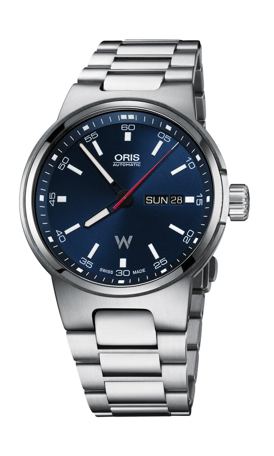 Oris Williams F1 Day Date Blue Dial Silver Steel Strap Watch for Men - 0173577164155-0782450