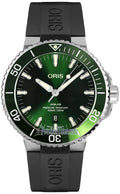 Oris Aquis Date Green Dial Black Rubber Strap Watch for Men - 0173377304157-0742464EB