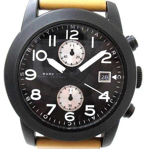 Marc Jacobs Larry Black Dial Tan Leather Strap Watch for Men - MBM5053