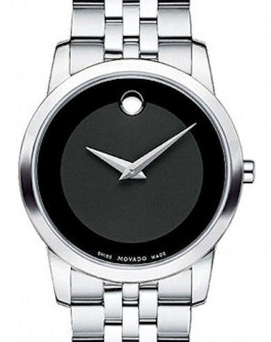 Movado Museum Classic Quartz Black Dial Silver Steel Strap Watch For Women - 0606505