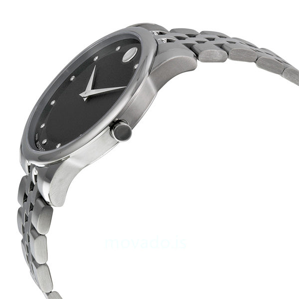 Movado Museum Black Dial Silver Steel Strap Watch For Men - 606878