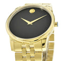 Movado Museum Black Dial Gold Steel Strap Watch For Men - 606997