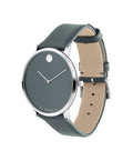Movado Museum 70th Anniversary Grey Dial Grey Leather Strap Watch For Women - 0607144