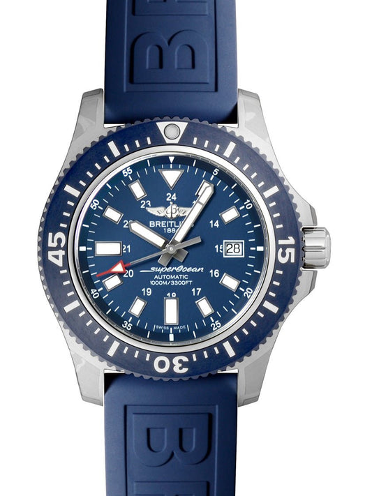 Breitling Superocean 44mm Special Mariner Diver Pro III Blue Dial Blue Rubber Strap Mens Watch - Y1739316/C959