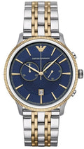 Emporio Armani Classic Blue Dial Two Tone Steel Strap Watch For Men - AR1847