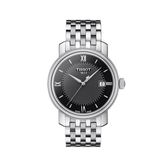 Tissot Bridgeport Small Black Dial Silver Steel Strap Watch For Women - T097.010.11.058.00