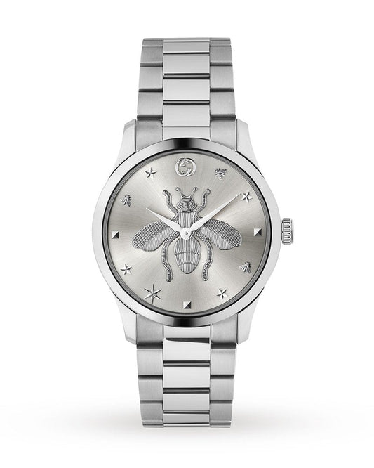 Gucci G Timeless Silver Dial Silver Steel Strap Watch For Women - YA1264126